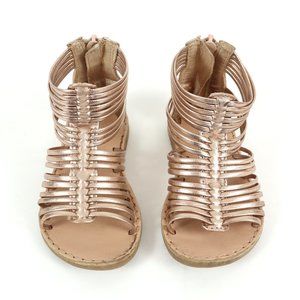 DYNASTY rose gold gladiator sandals, size 6